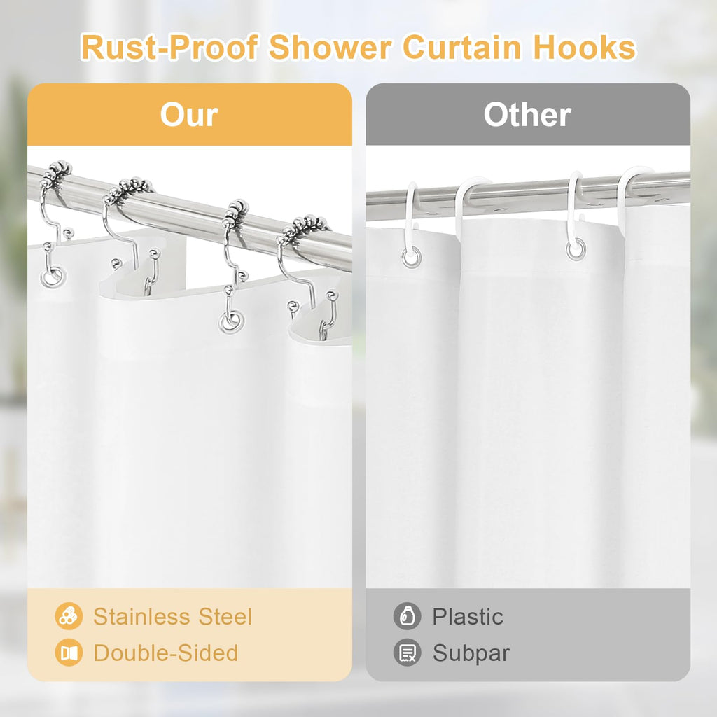 3 in 1 Boho Floral Shower Curtain Set with PEVA Liner & 12 Hooks, 72 x 84