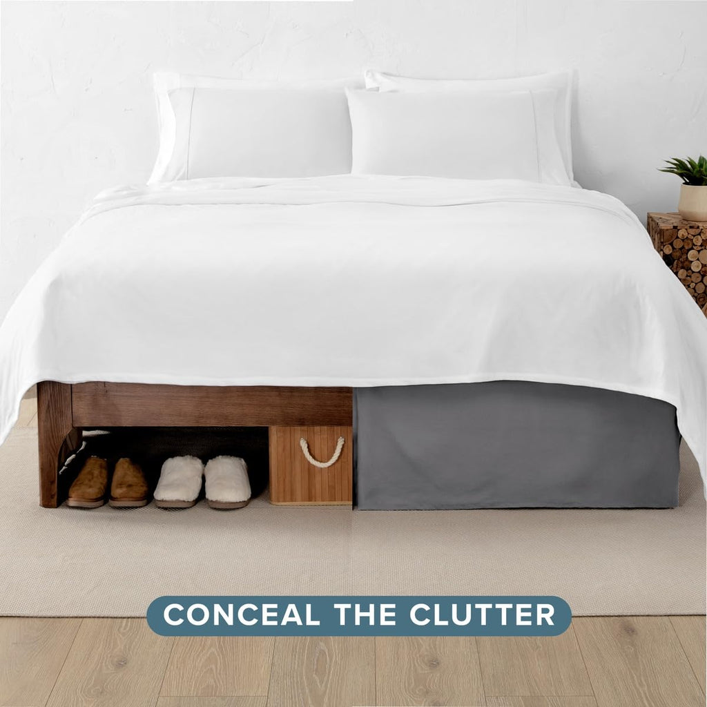 Bed Skirt 15-Inch Drop 1800 Ultra-Soft (, Grey)