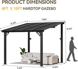 8'x10' Gazebo, Wall Mounted Gazebos Pergola on Clearance, Outdoor Patio, Large Wall-Mounted Heavy Duty Awnings, Decks