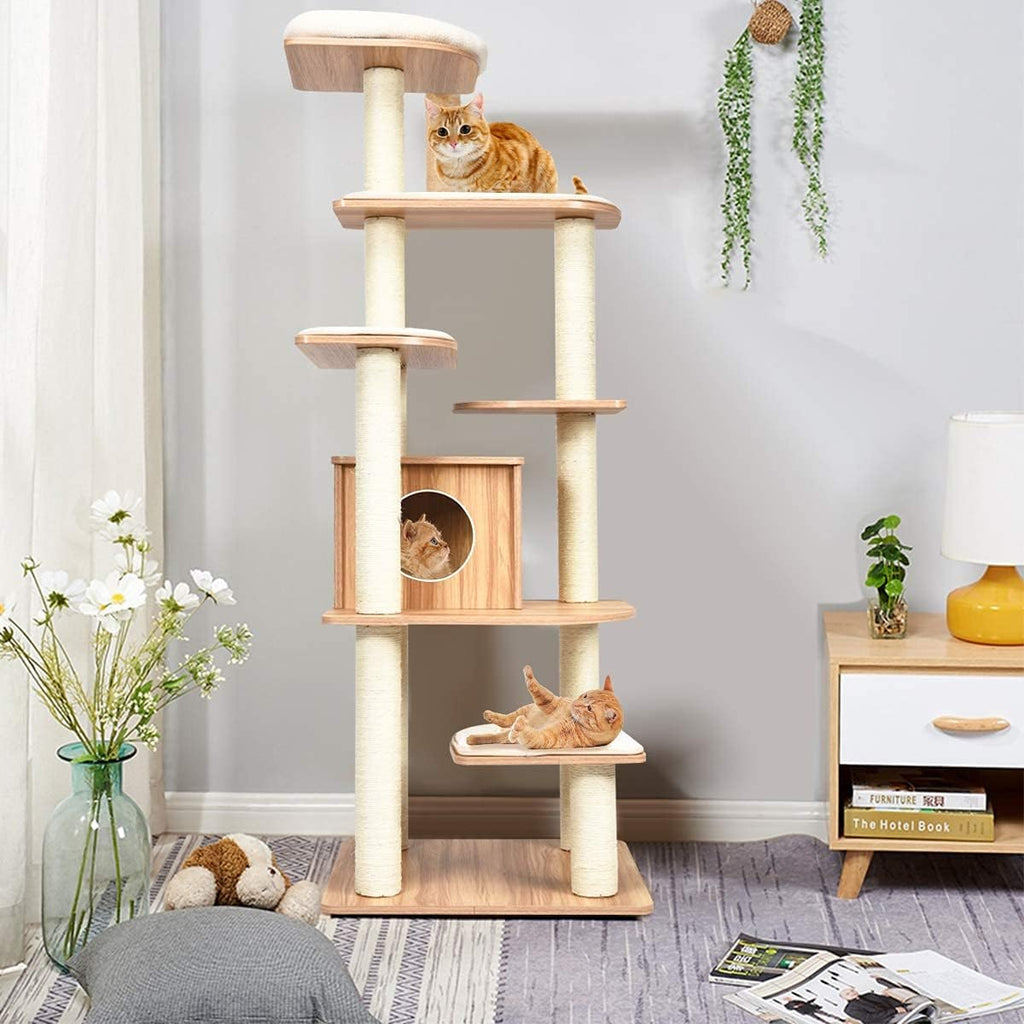 69 Inch Wooden Tall Cat Tree