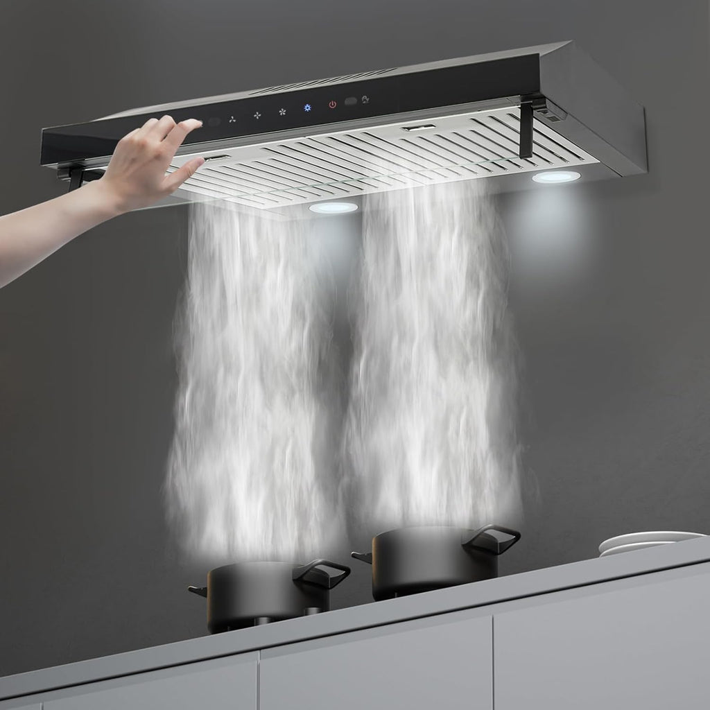 48 Inch Copper Island Mount Range Hood 610 CFM LED Lights Dishwasher-Safe Baffle Filters