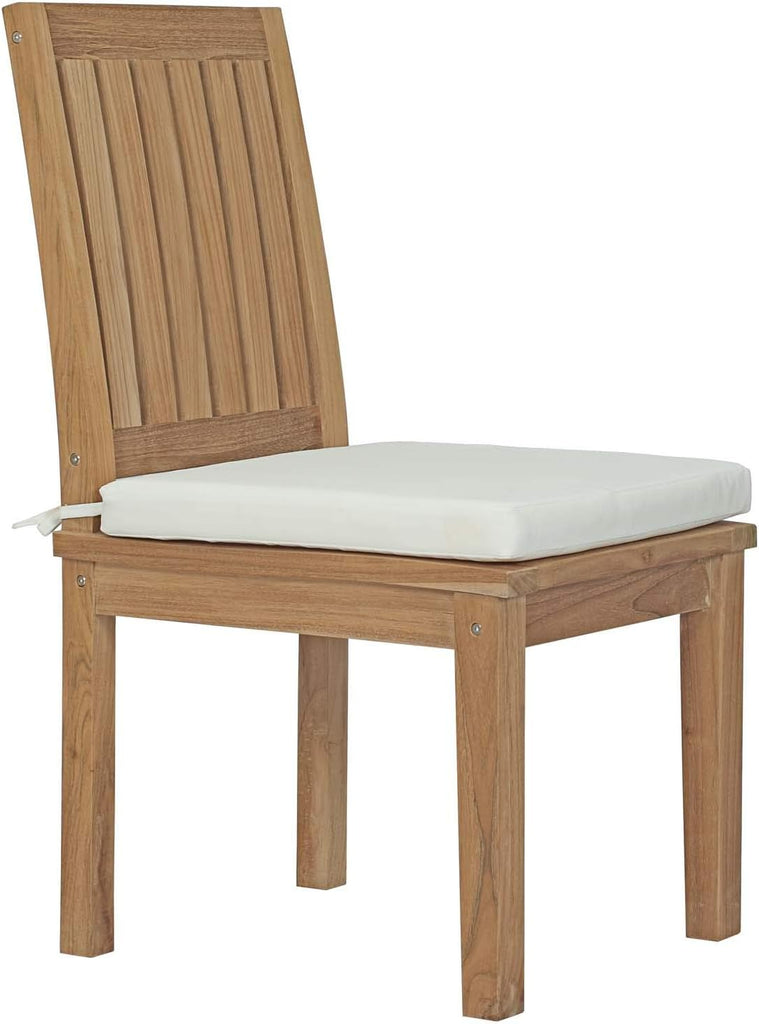Marina Premium Grade A Teak Wood 7 Piece Patio Teak Outdoor Dining Set in Natural White