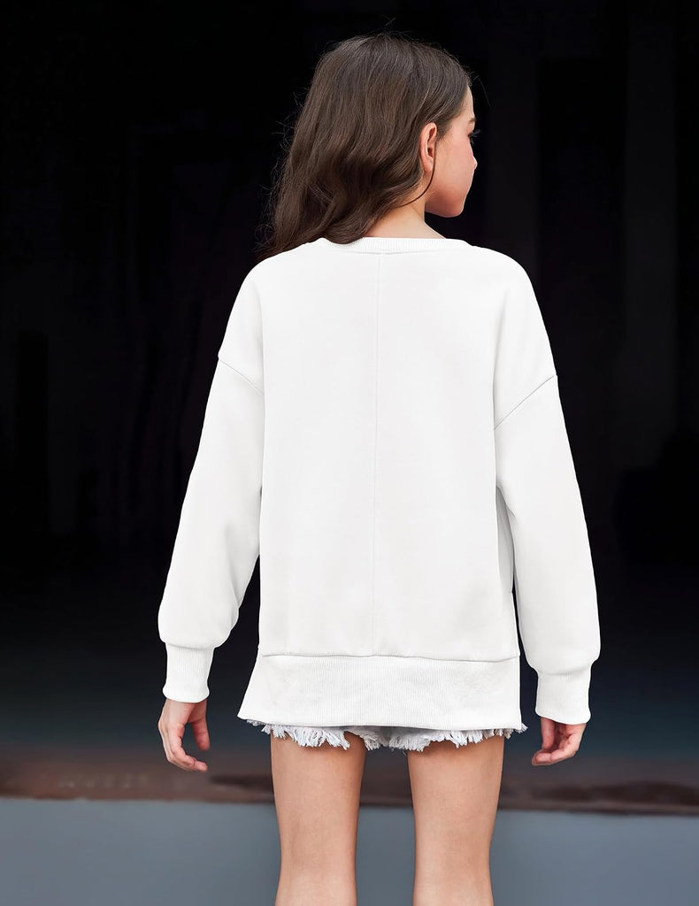 Oversized Crewneck Sweatshirt Kids Fashion Fleece Pullover Side Slite
