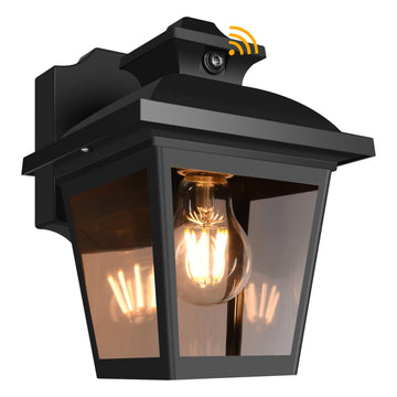 Dusk to Dawn Outdoor Wall Light Fixture, Exterior Porch Lantern, Black