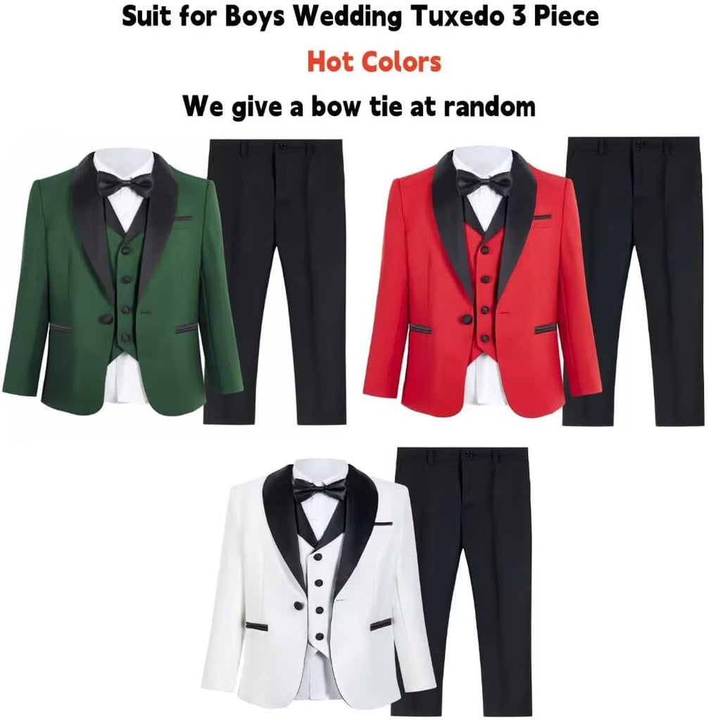Suit for Boys Wedding Tuxedo 3 Piece Single Breasted Vest Blazer Pants Notched Lapel Formal Kids Party Suit Yellow 8