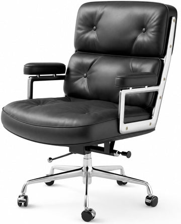 Home with Top Grain Leather, Padded Armrests, Mid-Back Upholstered Executive Leather Desk Chair, Aluminum Frame