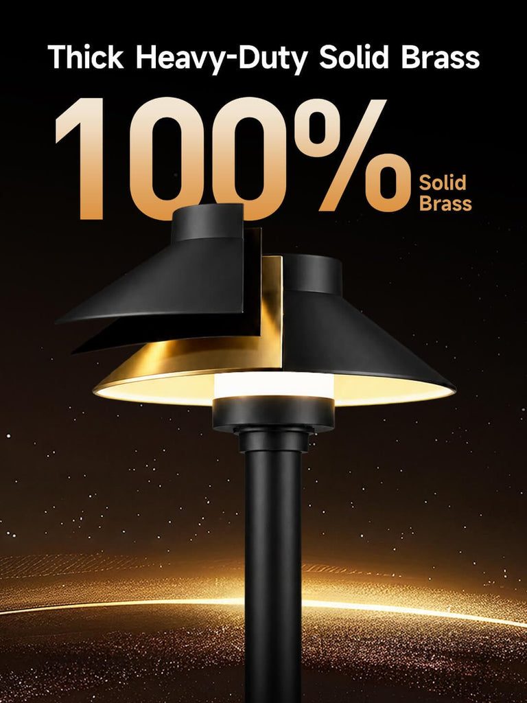 Solid Brass Low Voltage Hat-Top Path Light, Black, G4 2700K 1Pk