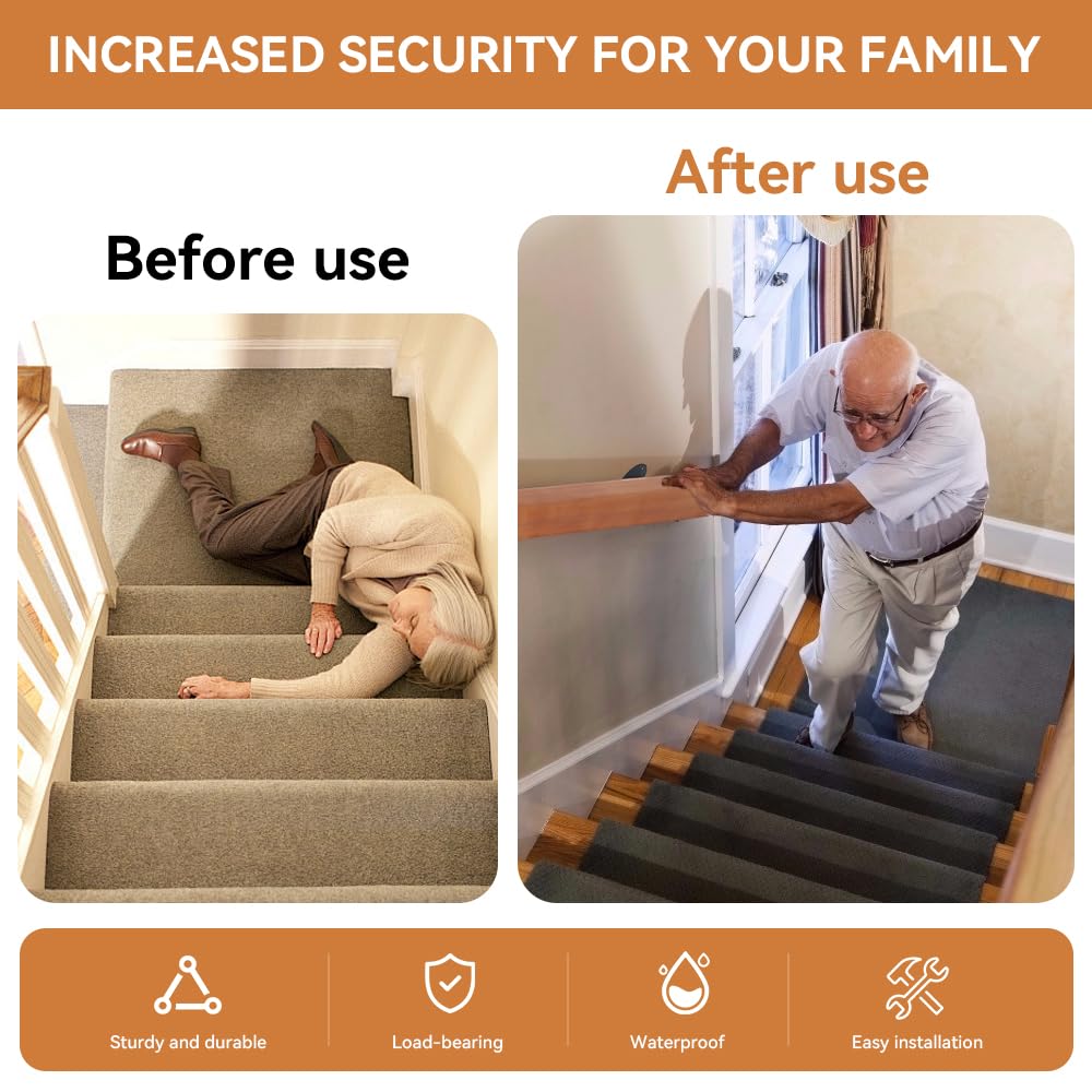 4FT Wood Stair Handrails Wall Mount, Single Piece Staircase Hand Railings