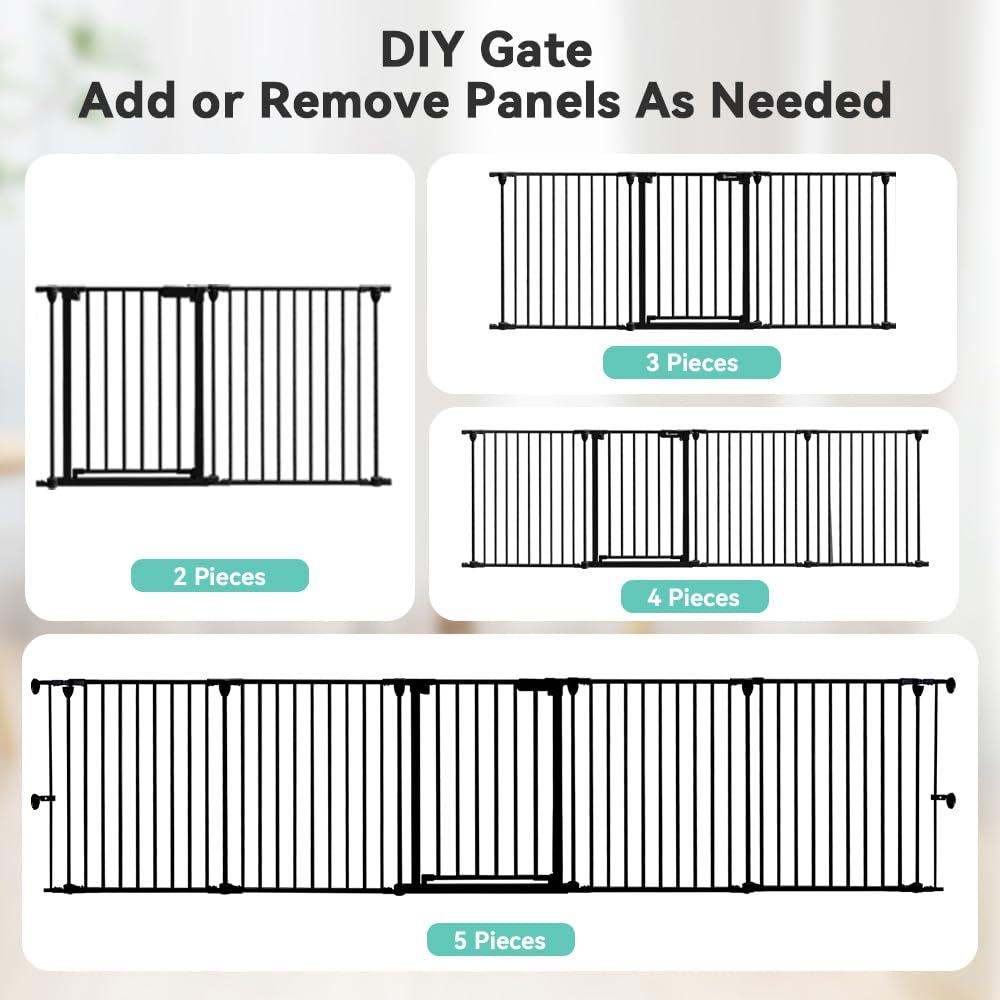 127.8" Extra Wide Baby Gate, Dog Gate Stairs Doorways