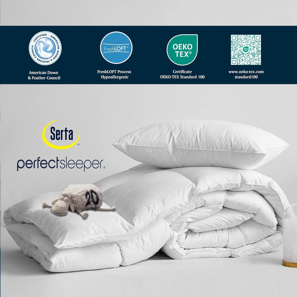Goose Feather Down Fiber Cotton Comforter Queen - 100% Cotton Duvet Insert