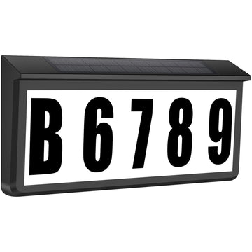 Solar-Powered LED Address Sign, IP65 Waterproof House Numbers with Dual Colors (3000K/6000K) for Door Mailbox Wall