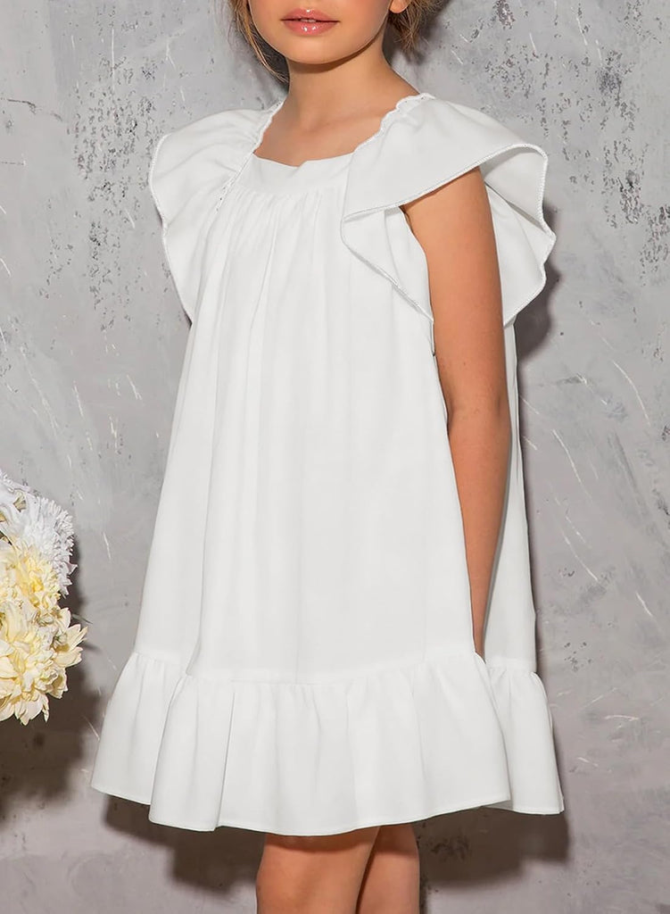 Girls Summer Dresses Kids Ruffled Sleeve Sundress