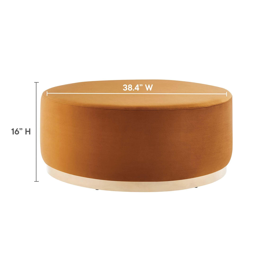 Large 38" Round Performance Velvet Upholstered Upholstered Ottoman