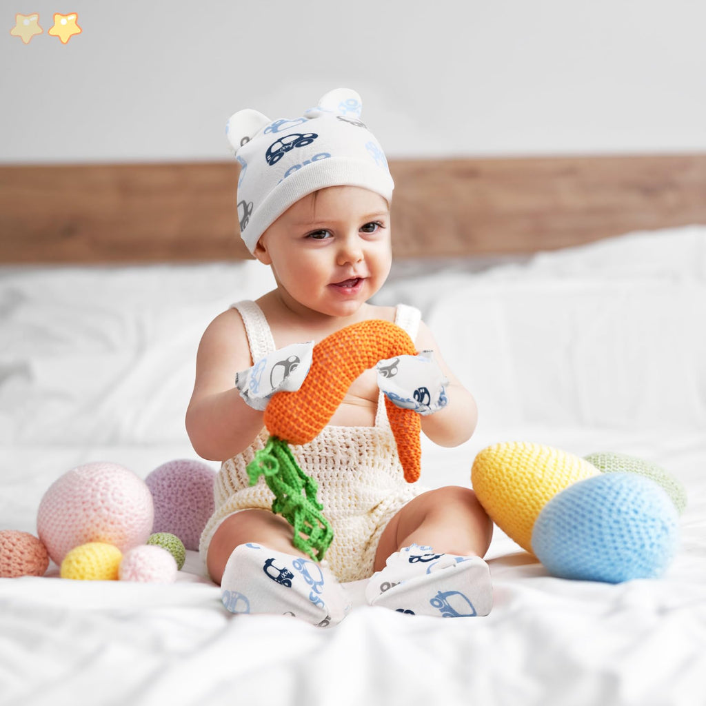 18 Pcs Baby Hats Mittens and Socks Set Newborn Boy