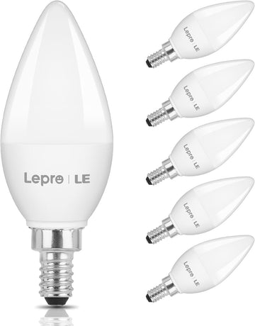 E12 LED Candelabra Light Bulbs, 5000K Daylight, 40W Equiv, 6 Pack