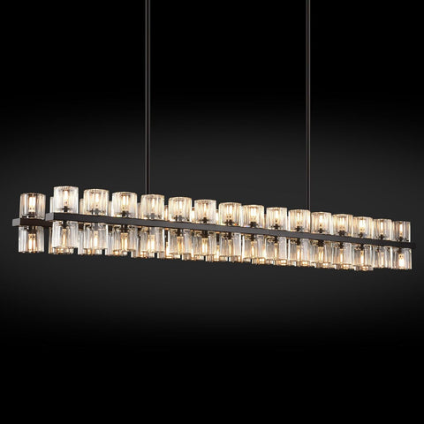 Modern Crystal Rectangular Chandelier for Dining Room,Black Dining Room Chandeliers Over Table, 54in Chandeliers,K9 Crystals Chandelier Kitchen Island,Includes 60XG4 Bulbs A117-B0DWK5LMZL
