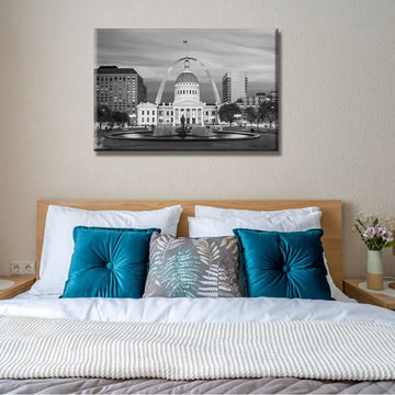 Colorful Cityscape Black and White Wall Art St. Louis Downtown Canvas Art Paintings for Room Decor Old Courthouse
