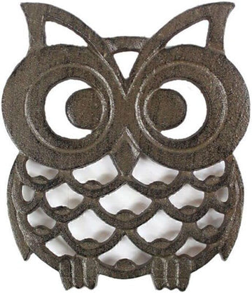 Cast Iron Owl Trivet 8" - Cast Iron Owl Decoration - Owl Kitchen
