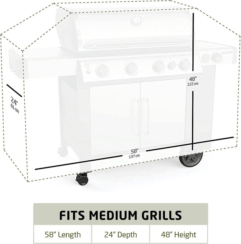 58 Inch BBQ Grill Cover for Outdoor Grill, Waterproof, Gray | 600D Oxford, gas grill cover, BBQ cover, grill covers