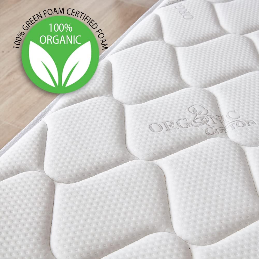 California King Mattress 10 Inches White - Medium Firm Pocket Coil Hybrid Mattress Tight Top High Density Foam