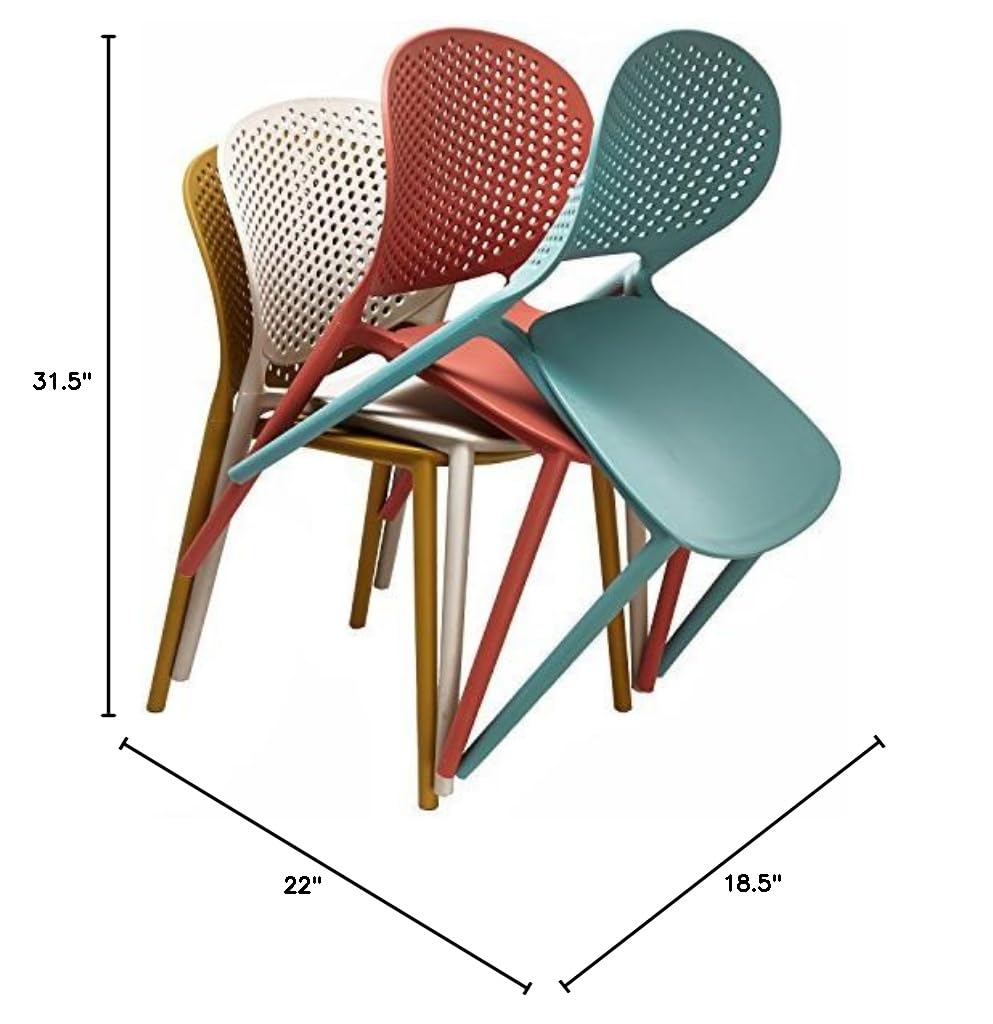 Set of 2 Patio Dining Chairs | Modern Stackable Outdoor Pool Side Chair | Weather Resistant Plastic for Yard, Porch