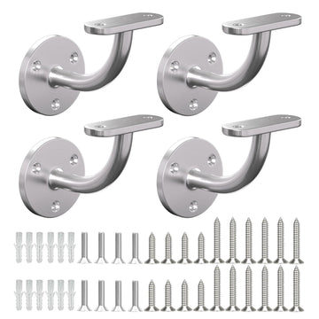 Handrail Stair Brackets, 4 Pack Heavy Duty Stainless Steel 304 Satin Nicke Hand Rail Bracket for Stairways Handrail