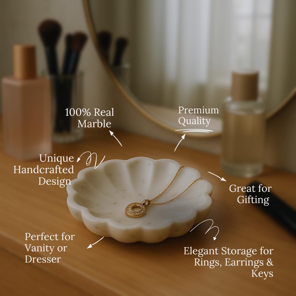 HandMade Marble Jewelry Tray, Trinket Dish, Catch-all,5"