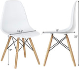 Dining Chairs Set of 2 White, Pre Assembled Mid Century Modern Dining Chairs with Wood Legs, Armless Kitchen Chairs