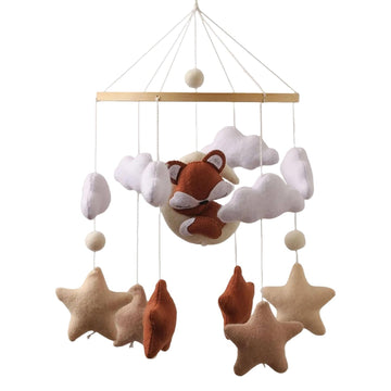 Cute Deer Star Moon Themed Baby Mobile for Crib,Animal Baby Crib Mobile for Bassinet, Felt Fox Nursery Ceiling