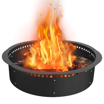 Smokeless Fire Pit Ring, 43 inch Outer/39 inch Inner Heavy Duty Large Solid Steel Firepit Liner for Outside Wood