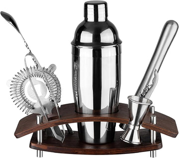 Mixology Bartender Kit Cocktail Shaker Set: 9-Piece, Bar Tools with Rotating Stand, Bar Set with All Essential - Set of 9