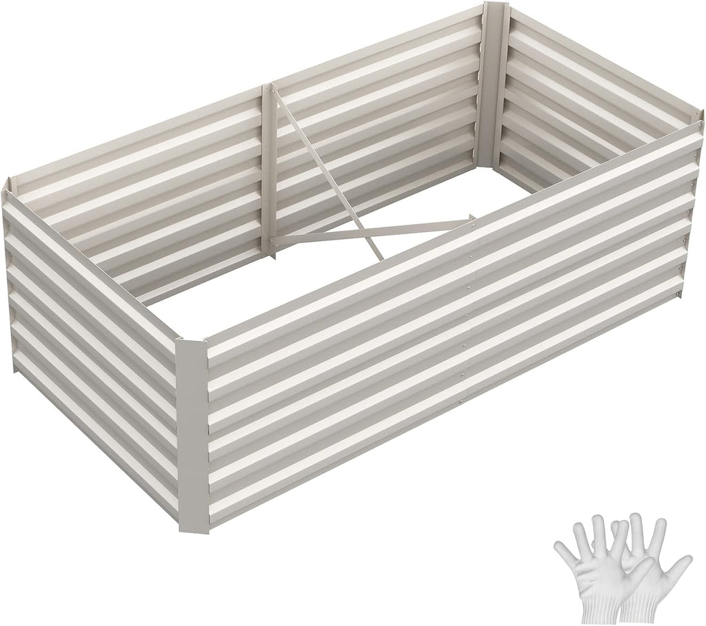 6x3x2 Ft Galvanized Metal Raised Garden Bed, 24-Inch Tall Heavy Duty Planter Box for Vegetables, Herbs & Flowers