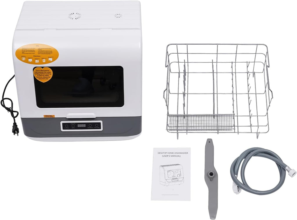 Portable Countertop Dishwasher Compact Dishwasher,3 Washing Programs,75°C Hot Air Drying,360° Rotating Spray