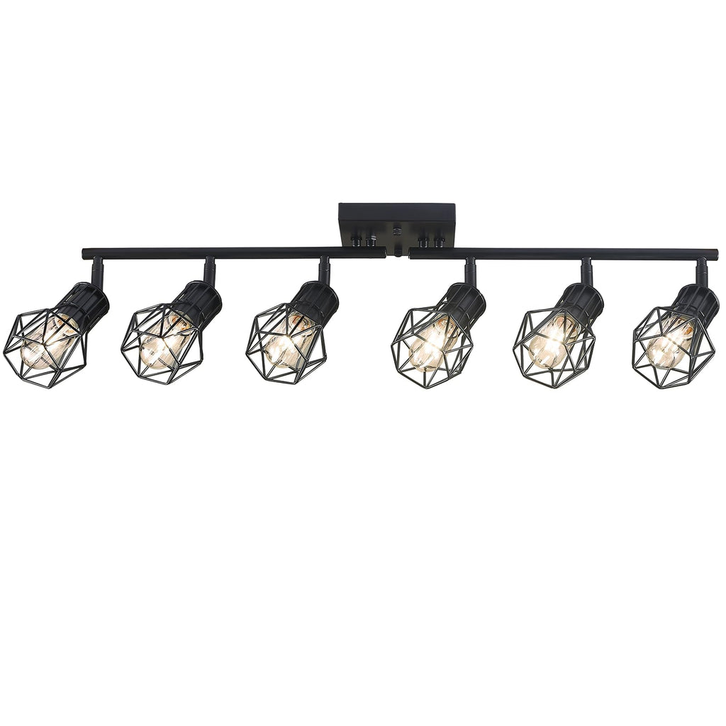 Matte Black Ceiling Mount Track Lighting 6-Light E26