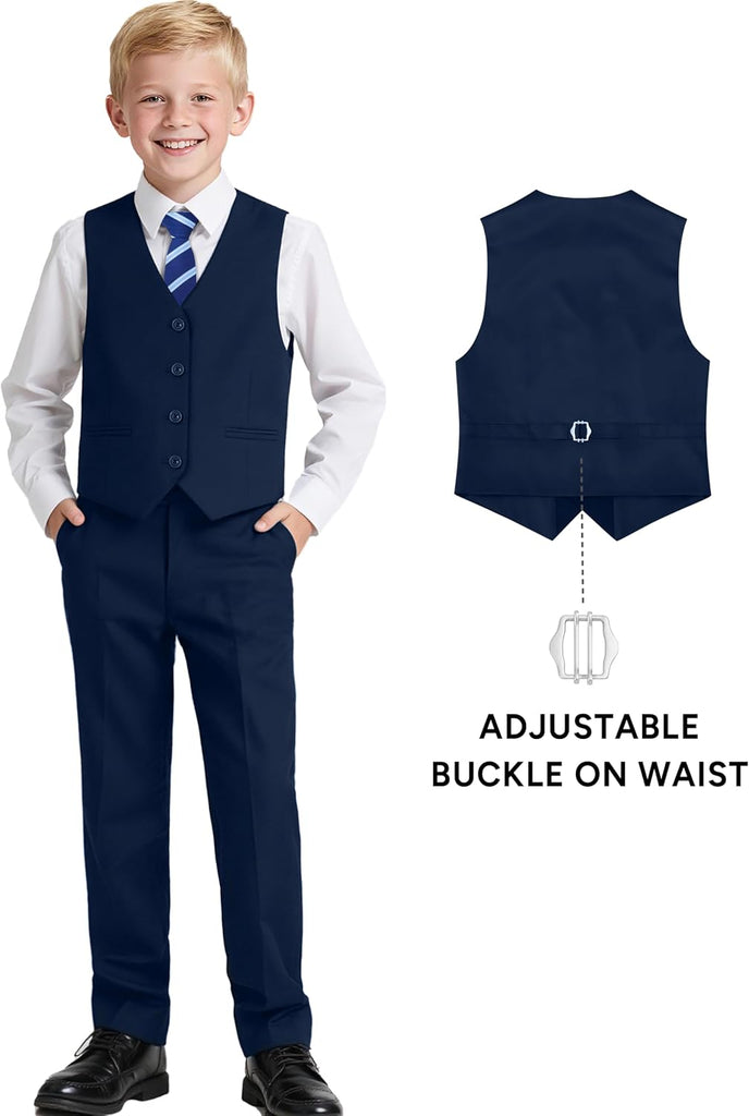 Boy's 4 Button Formal Suit Vest with Tie