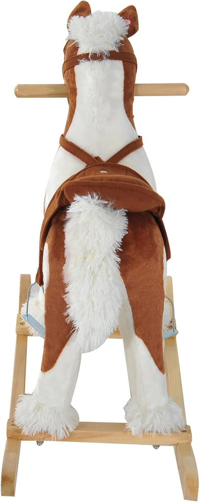 Wooden Toddler Rocking Horse Kids Plush Ride-On Animal Rocker Brown