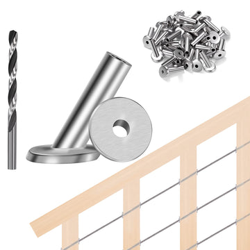 30 Pack T316 Marine Grade Stainless Steel 30 Degree Angle Beveled Protector Sleeves, Wood Post Protector Sleeve for
