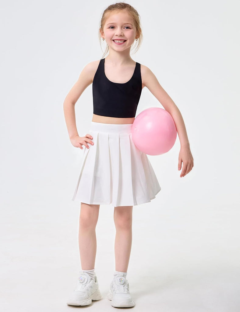 Girls Sports Bra Kids Strappy Scoop Neck Bra Crop Top Training Bra for Dance Yoga