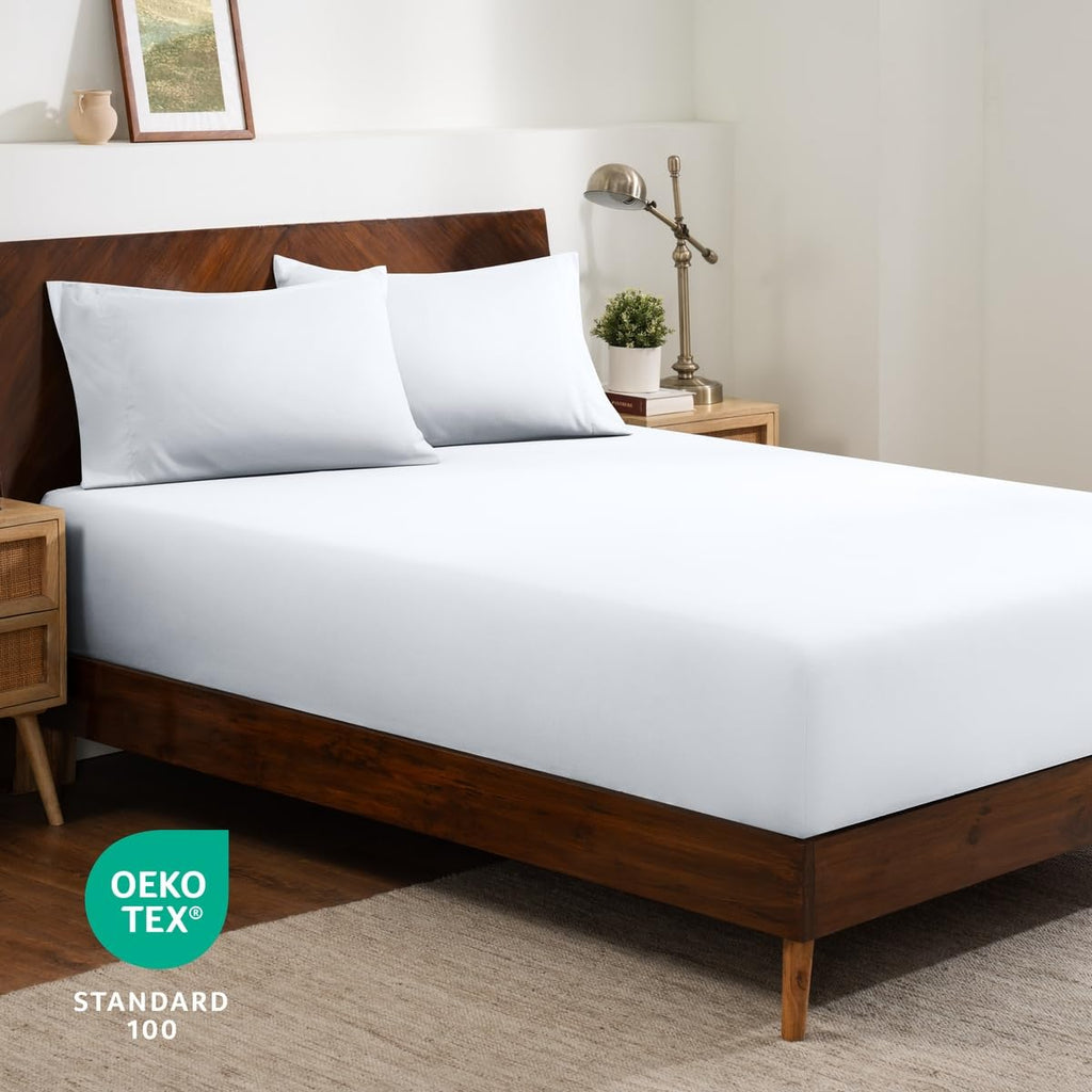 Ultra-Soft Fitted Sheet + Pillowcase Set (Twin XL, White)