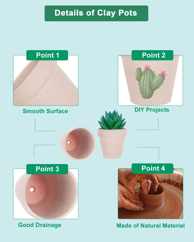 48 Pcs 2" Tiny Terracotta Pots with Drainage, Pink Clay Pot