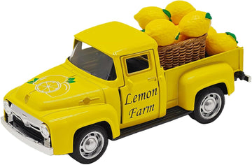 Lemon Decor - 4.9′′Farmhouse Vintage Metal Truck with Mini Fake Lemons Kitchen Table, Shelf, Party Decorations