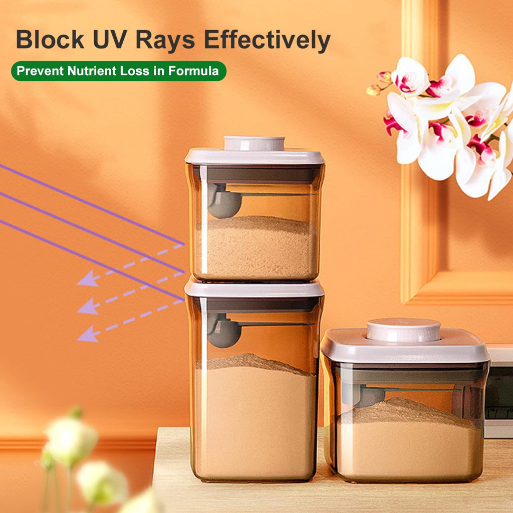 One-Push Formula Container, 2300ml Formula Dispenser with Scoop and Scraper, Milk Powder Container with Lids