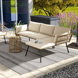 3-Piece Wicker Outdoor Patio Furniture Set - Conversation | Beige for Backyard, Garden & Porch