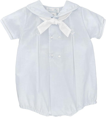 Baby Boys' Sailor Romper with Embroidered Anchors
