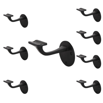 Cast Iron Handrail Brackets, Set of 8, Heavy Duty, Black Powder Coat