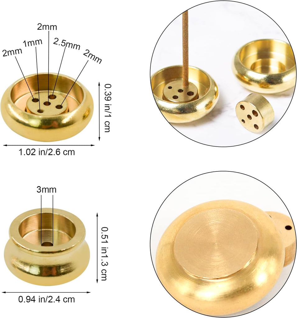 Brass Incense Burner Holder, Mini Copper Incense Stick Holder Gold Cone Incense Holder for Yoga Meditation - Set of 12