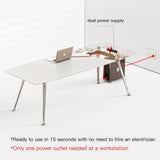 Writing Computer Desk, 60-Inch Large Executive Desk Office Workstation with Chrome-Plated Legs and Built-in Power