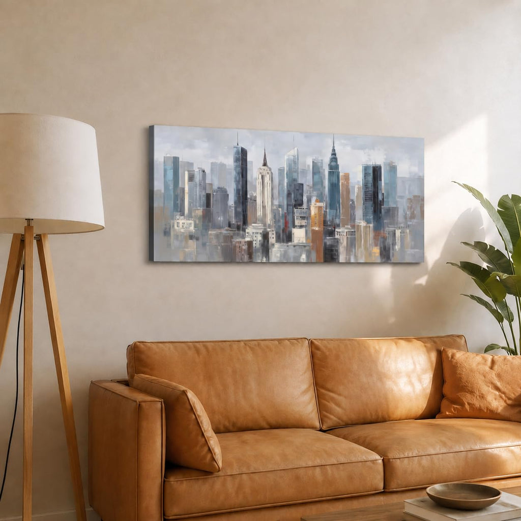 York City Wall Manhattan Skyline Canvas Pictures NYC Abstract Cityscape Prints Paintings Blue Grey City Landscape
