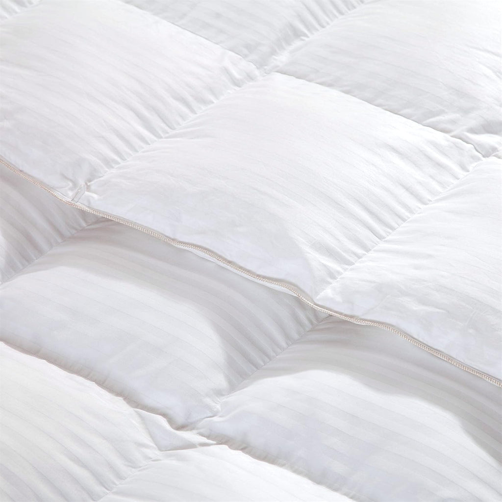 Luxurious All-Season Goose Down Comforter Duvet Insert, Exquisite Oversize Olympic Queen White Stripe Design, 98" X