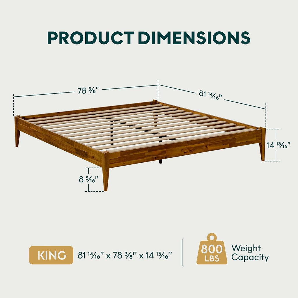 Dinkee Bed Frame Wood 15 Inch - Solid Wood Platform Bed Frame - Japanese Joinery Bed - Modern & Minimalist Style
